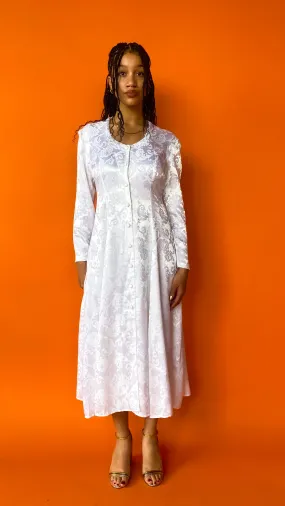 1990s Button Up Brocade Wedding Dress, sz. S