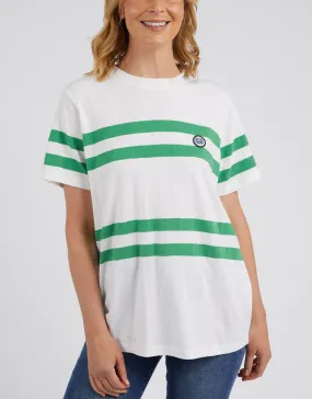 Allegra Short Sleeve Tee - White/Green Stripe