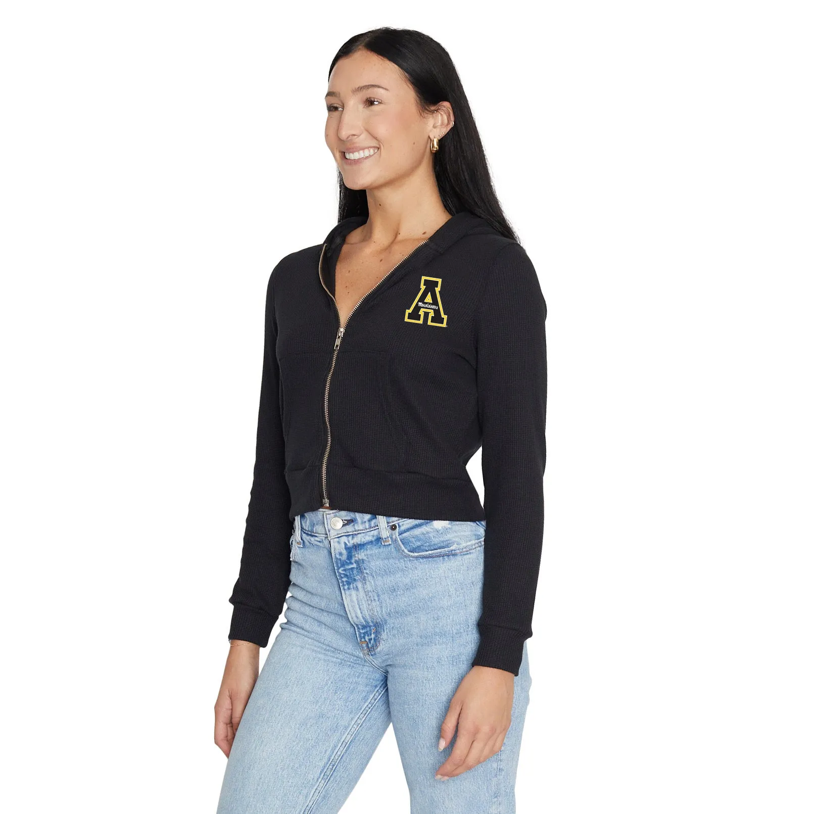 App State Waffle Knit Zip Up Hoodie