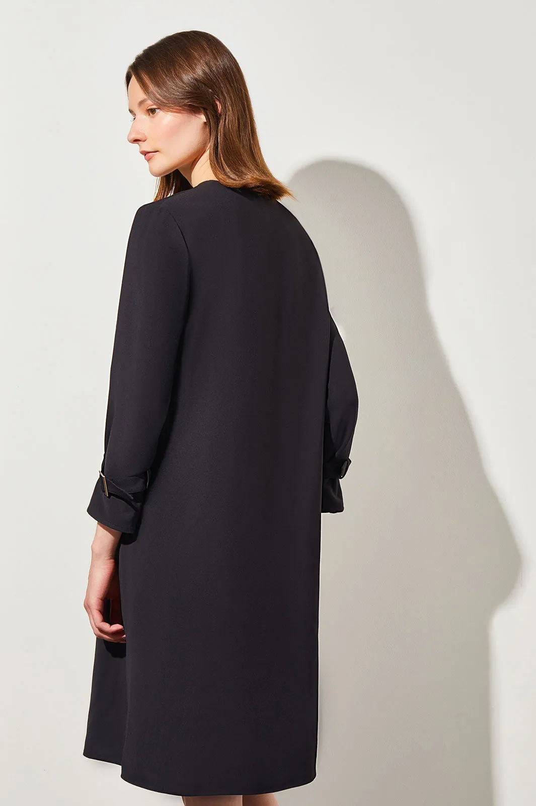 Bell Sleeve Crepe Shift Dress