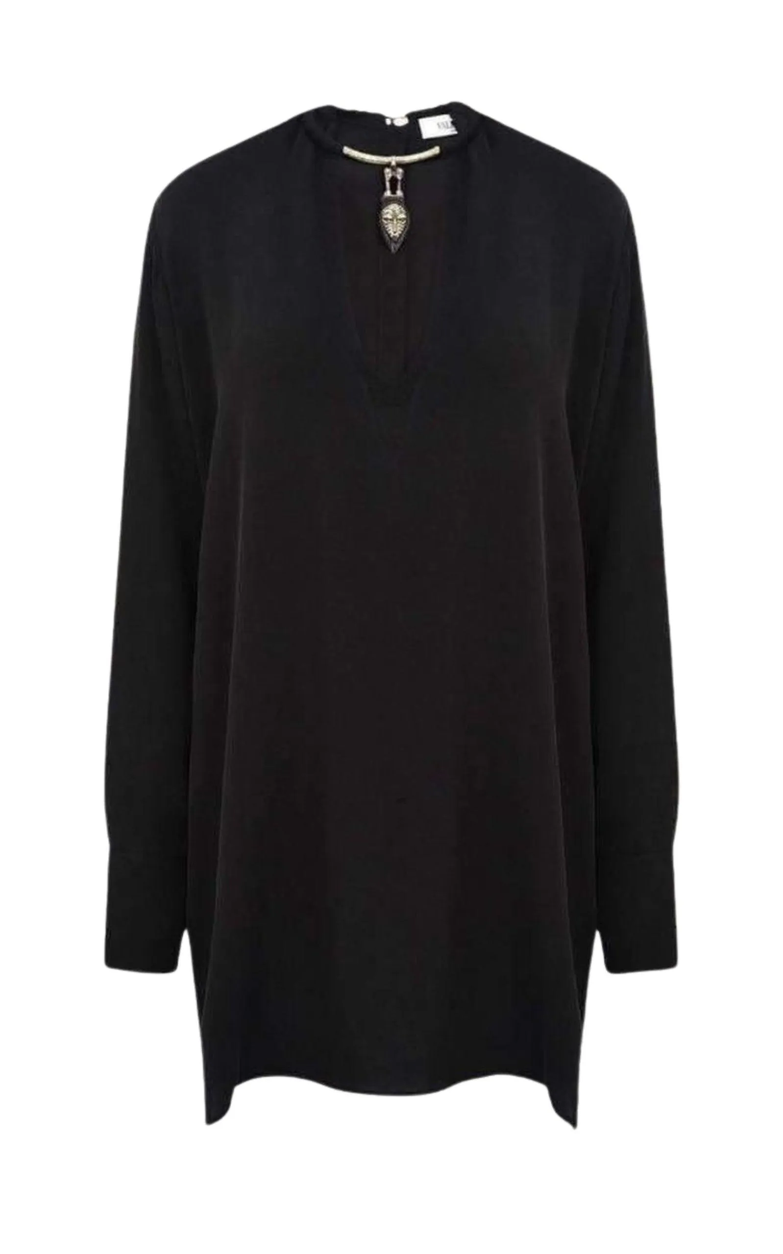 Black Necklace Collar Silk Shirt