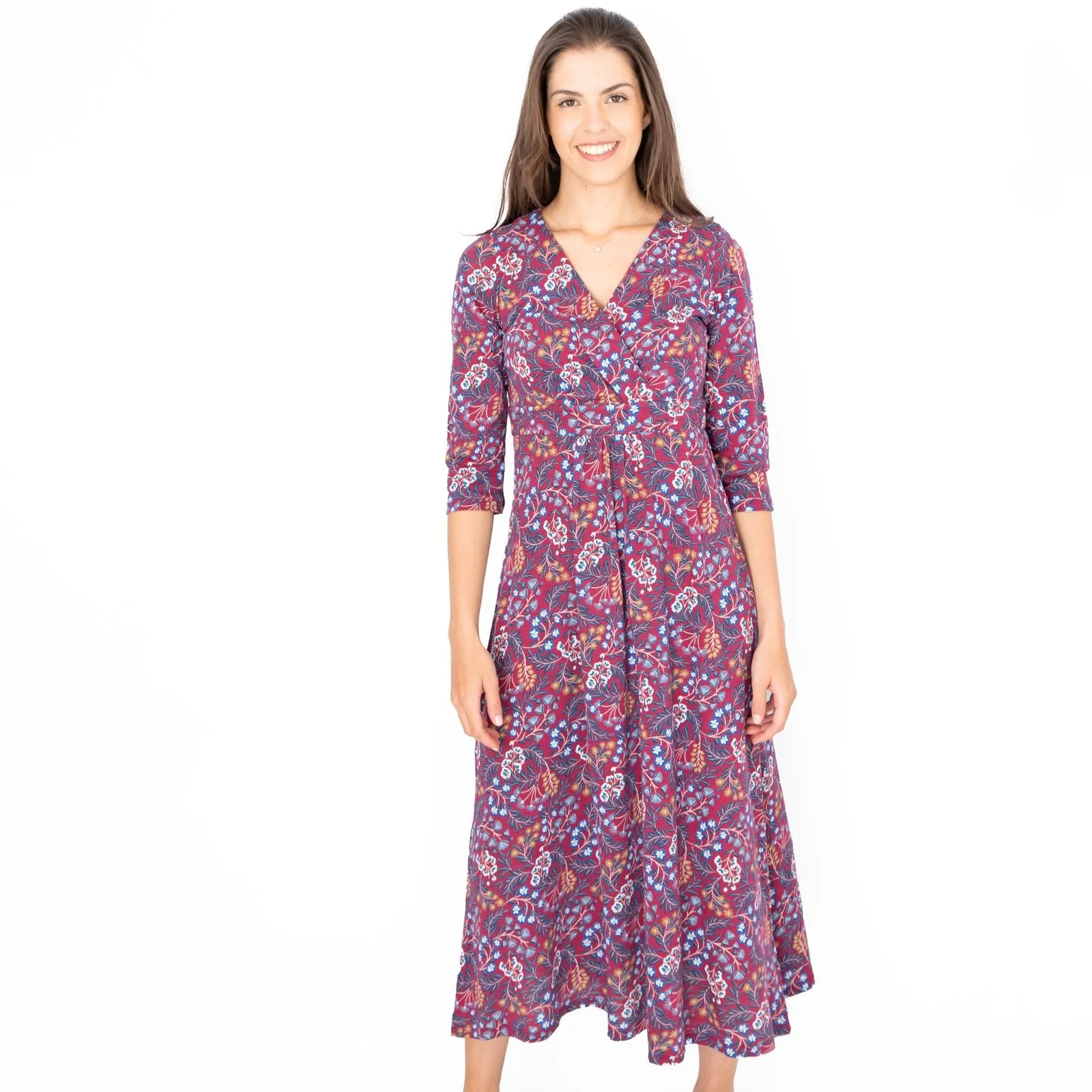 Seasalt Red Floral Chacewater Jersey Midi Dress